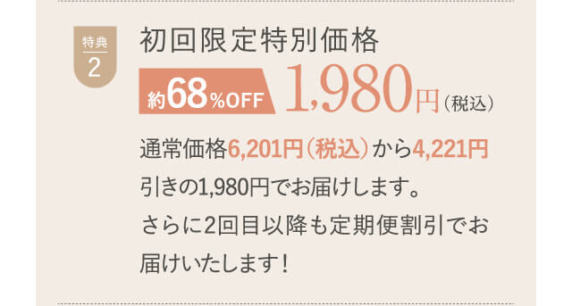 初回限定特別価格約68%OFF1,980円（税込）